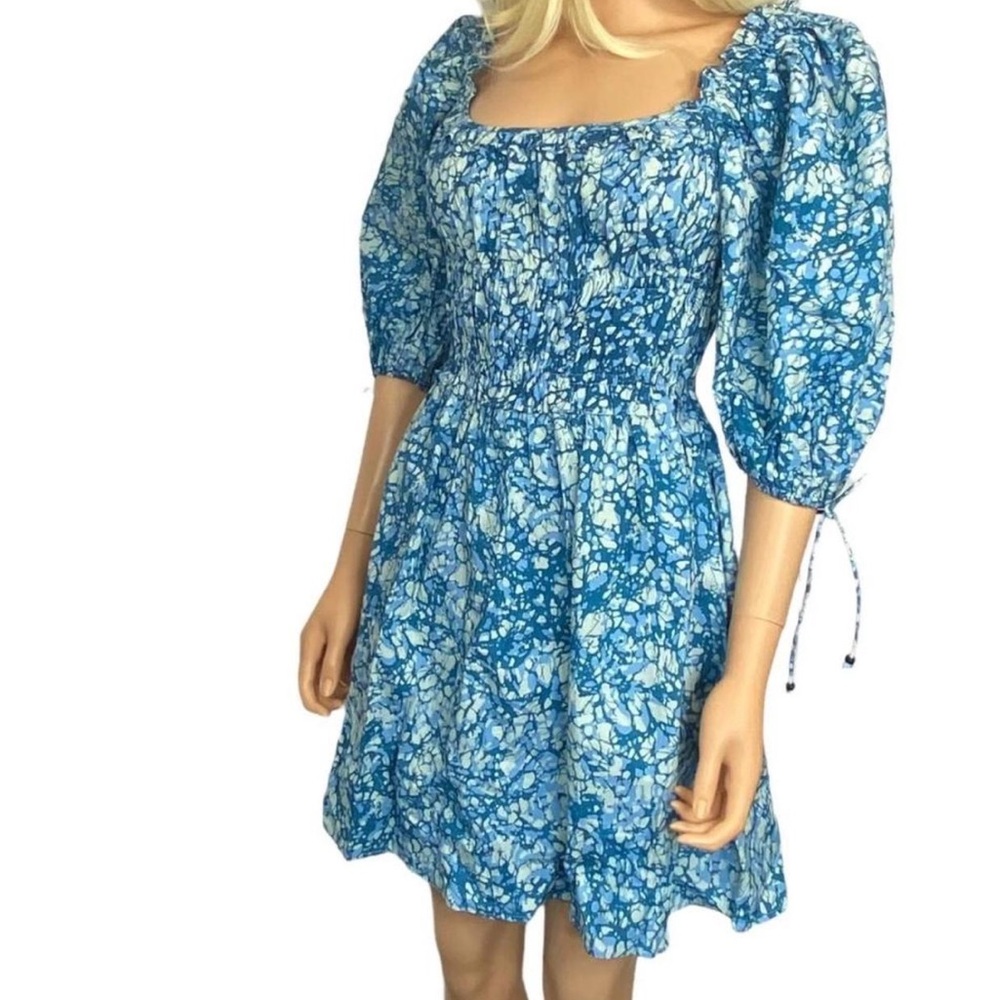 House of Harlow 1960 Blue Ruffle Mini Dress Cotton Small